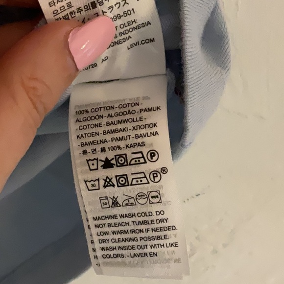 Levi’s Slim Fit Cotton Crewneck Tee, Size L, Light Blue/White Trim, NWT - Picture 6 of 8